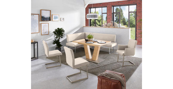 ECKBANK 137/208 cm  in Creme, Edelstahlfarben  - Edelstahlfarben/Creme, Design, Textil/Metall (137/208cm) - Dieter Knoll