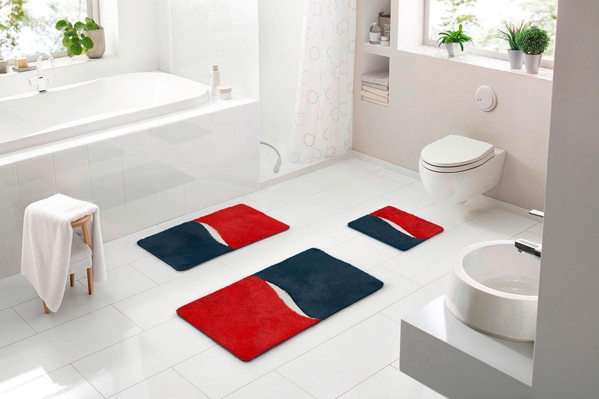 BADEMATTE Rot 60/100 cm  - Rot, Basics, Kunststoff/Textil (60/100cm) - Grund