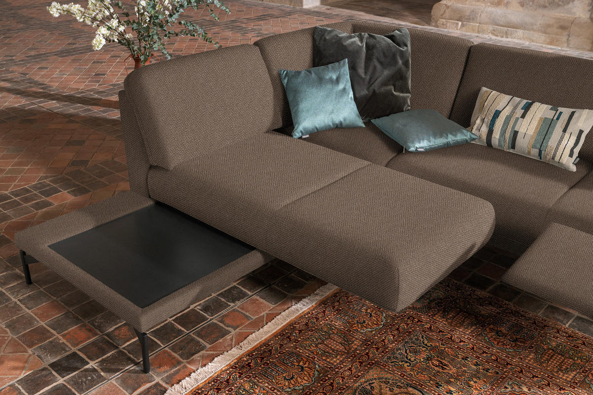 ECKSOFA in Flachgewebe Braun  - Anthrazit/Braun, Design, Textil/Metall (230/254cm) - Johann Jakob
