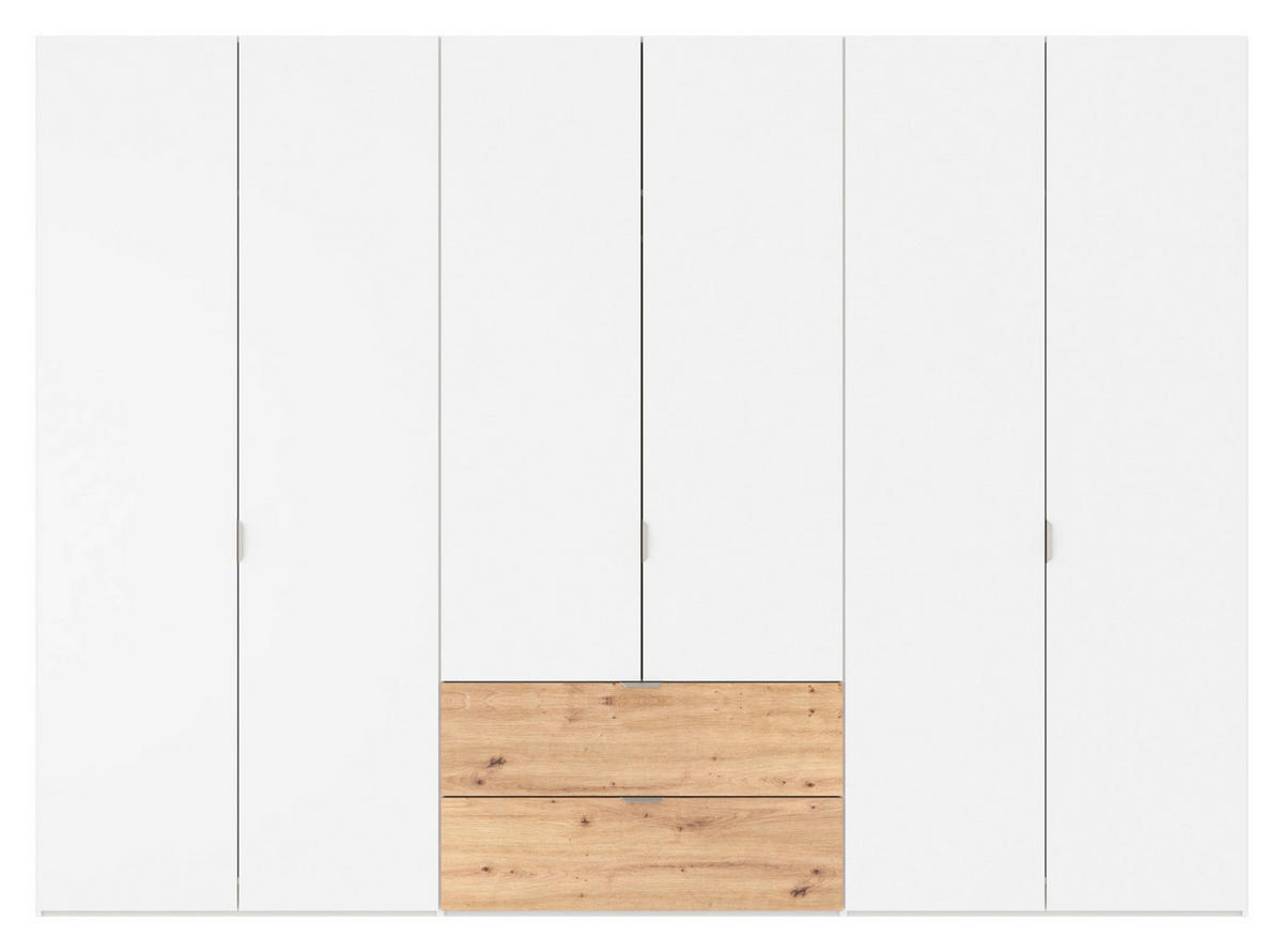 DREHTÜRENSCHRANK  in Weiß, Eiche Artisan  - Edelstahlfarben/Weiß, KONVENTIONELL, Holzwerkstoff/Metall (303/220/59cm) - Jutzler