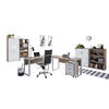 BÜRO erweiterbar, in verschiedenen Holz-Dekoren erhältlich, Schreibtisch seitenverkehrt montierbar, abschließbar Sonoma Eiche, Weiß Hochglanz - Weiß Hochglanz/Sonoma Eiche, MODERN, Holzwerkstoff - MID.YOU