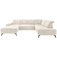 SALON PANORAMIQUE in Mikrofaser Creme  - noir/crème, Modern, textile/métal (180/337/200cm) - Livetastic