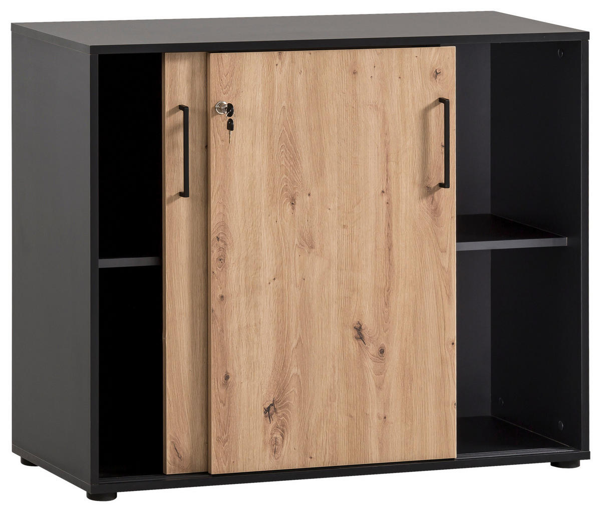AKTENSCHRANK Schwarz, Eiche Artisan  - Schwarz/Eiche Artisan, MODERN, Holzwerkstoff (100,1/83,6/41cm) - MID.YOU