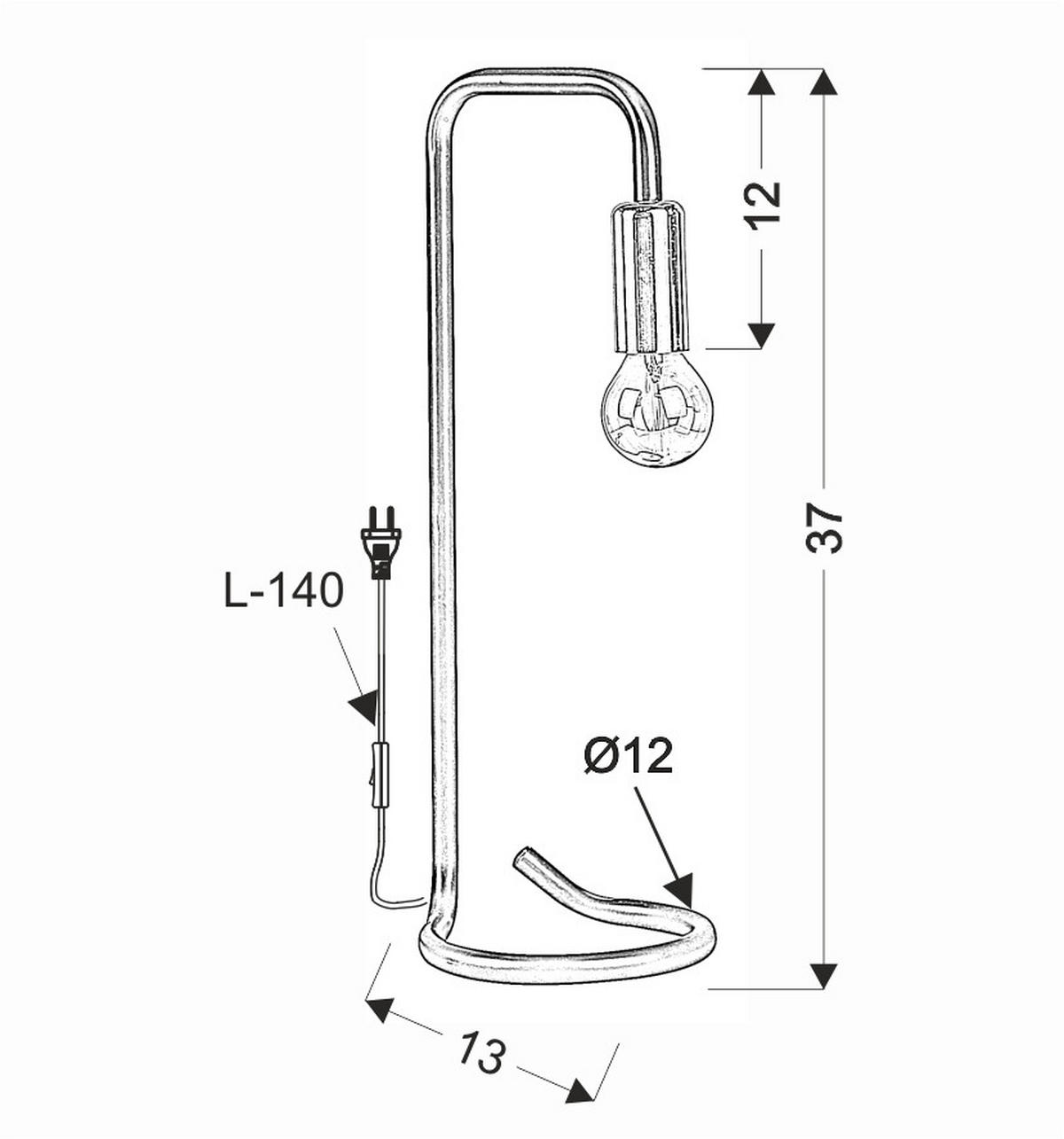 BORDSLAMPA 13,5/12/37 cm   - Design, metall (13,5/12/37cm)
