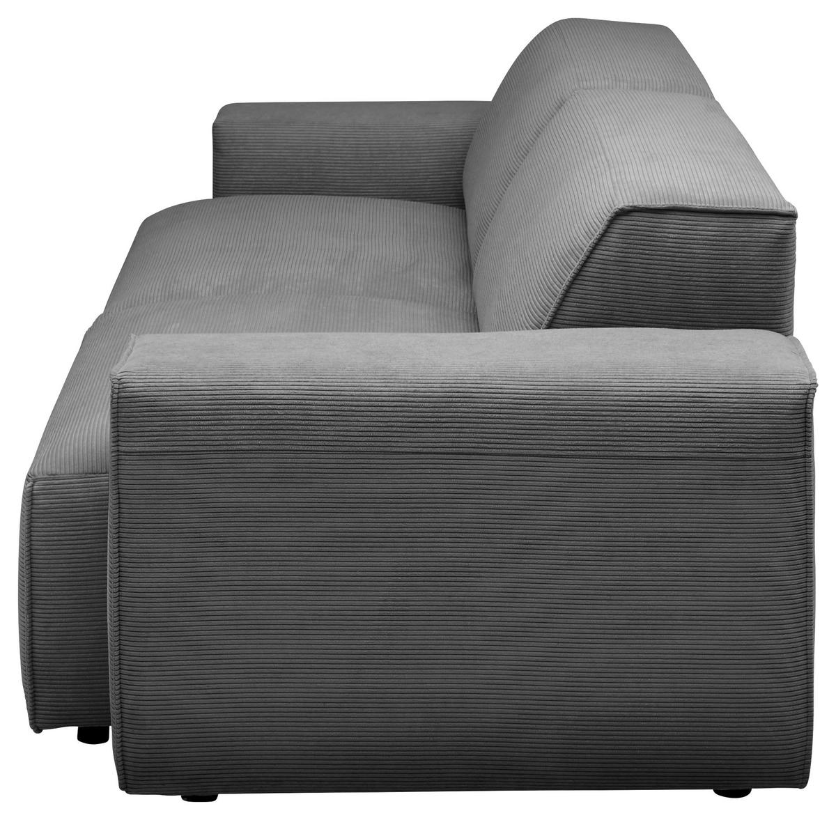3-SITZER-SOFA in Cord Anthrazit  - Anthrazit/Schwarz, Design, Kunststoff/Textil (236/71/101cm) - Pure Home Lifestyle
