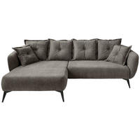 ECKSOFA in Mikrofaser Graubraun  162/277 cm  - Graubraun/Schwarz, MODERN, Textil/Metall (162/277cm) - Livetastic