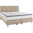 BOXSPRINGBETT 180/200 cm  in Naturfarben  - Chromfarben/Naturfarben, KONVENTIONELL, Leder/Textil (180/200cm) - Novel