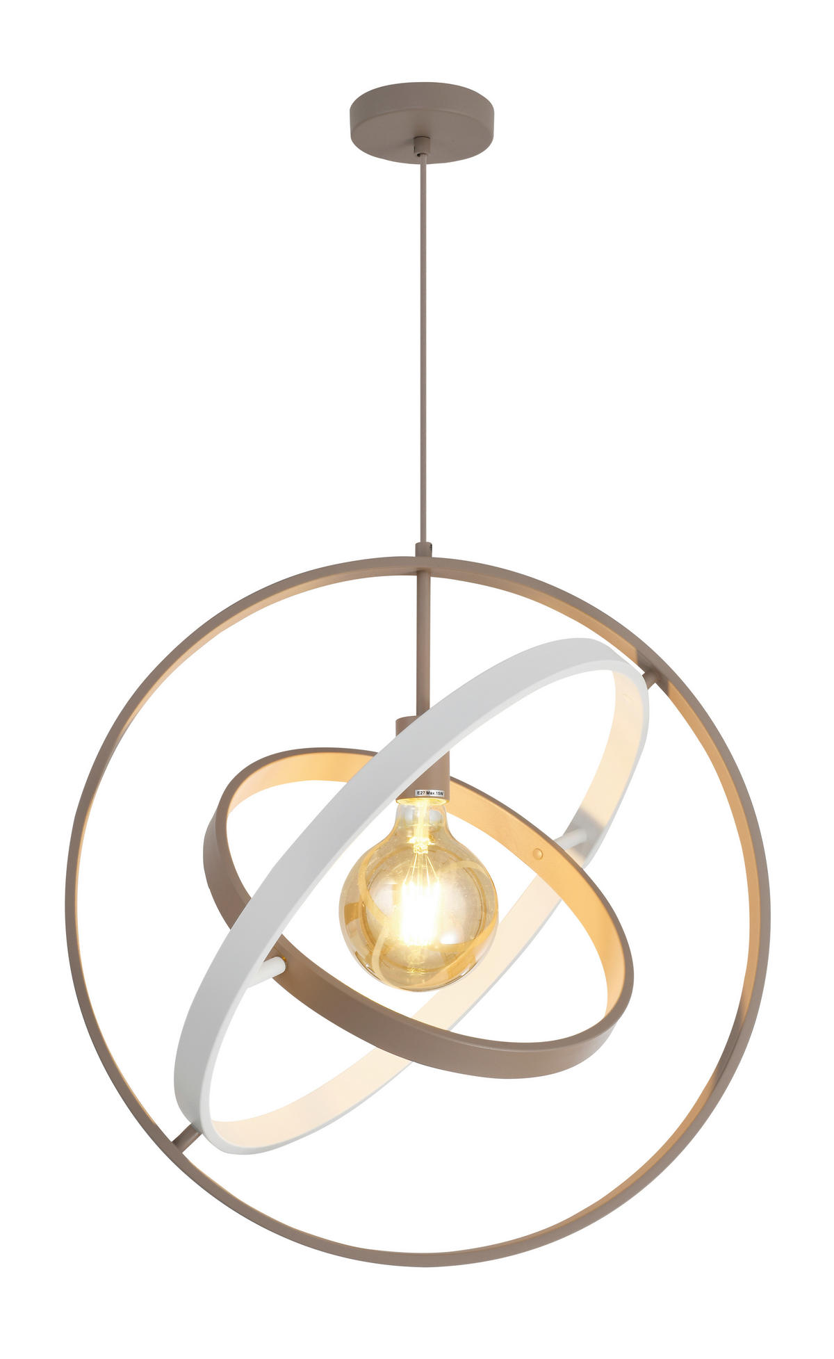 PENDELLEUCHTE Montpellier 55/150/49 cm  - Sandfarben/Weiß, Design, Kunststoff/Metall (55/150/49cm)