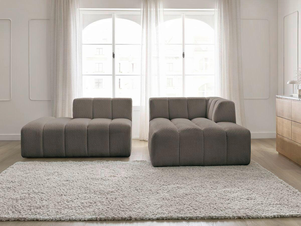 ECKSOFA  ANNECY Taupe Bouclé  - Taupe/Schwarz, MODERN, Kunststoff/Textil (262/170cm)
