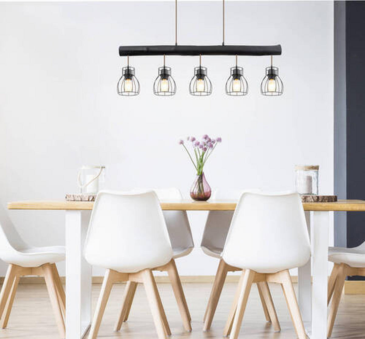 HÄNGELEUCHTE 104/13,6/140 cm   - Schwarz, LIFESTYLE, Holz/Metall (104/13,6/140cm) - Globo