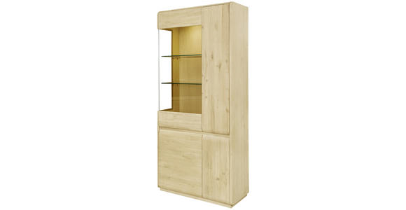 VITRINE Asteiche massiv Eichefarben - Eichefarben, Natur, Glas/Holz (95/201/41cm) - Linea Natura
