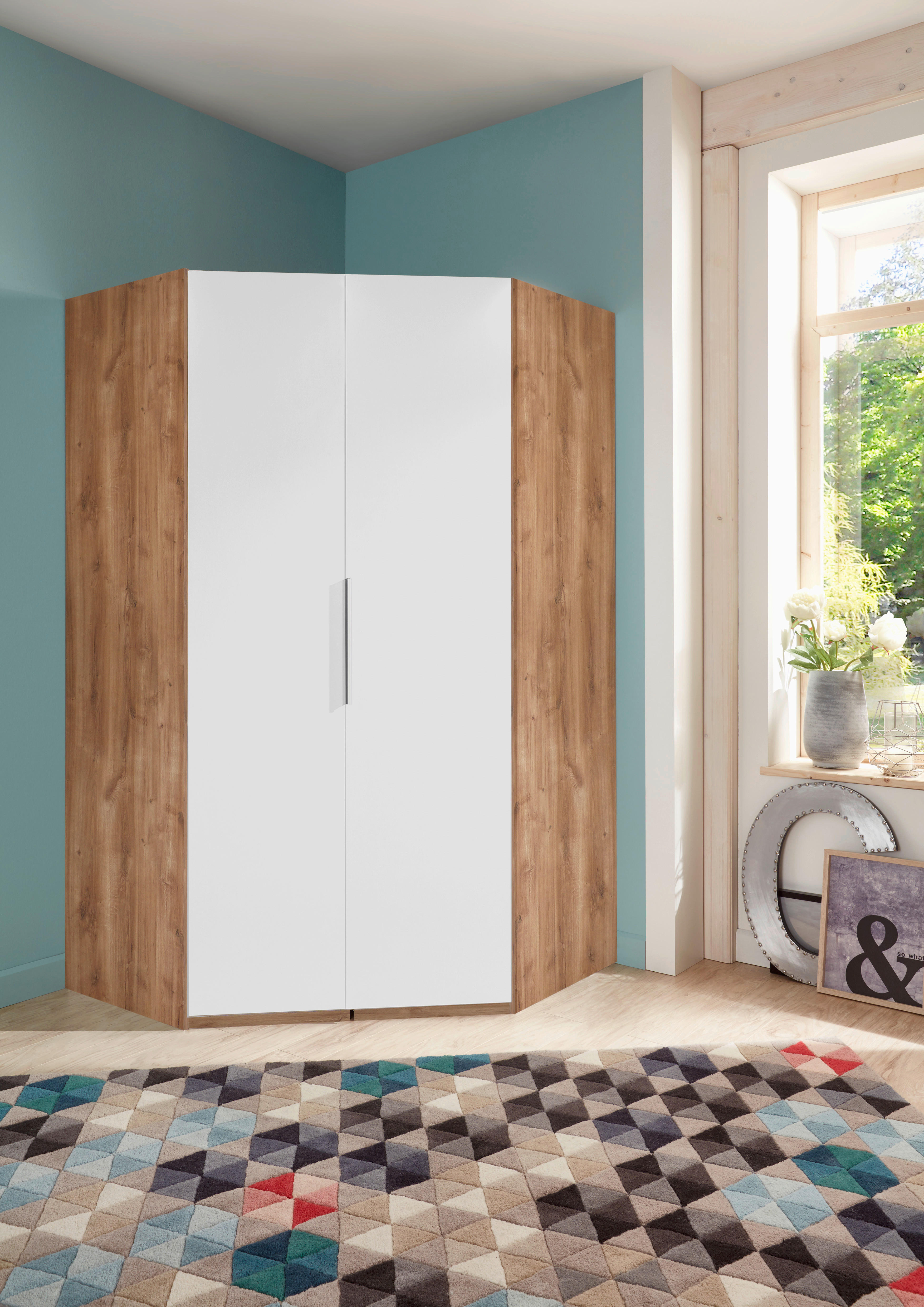 ECKSCHRANK in  - Chromfarben/Weiss, Modern, Holzwerkstoff (120/236/120cm) - MID.YOU