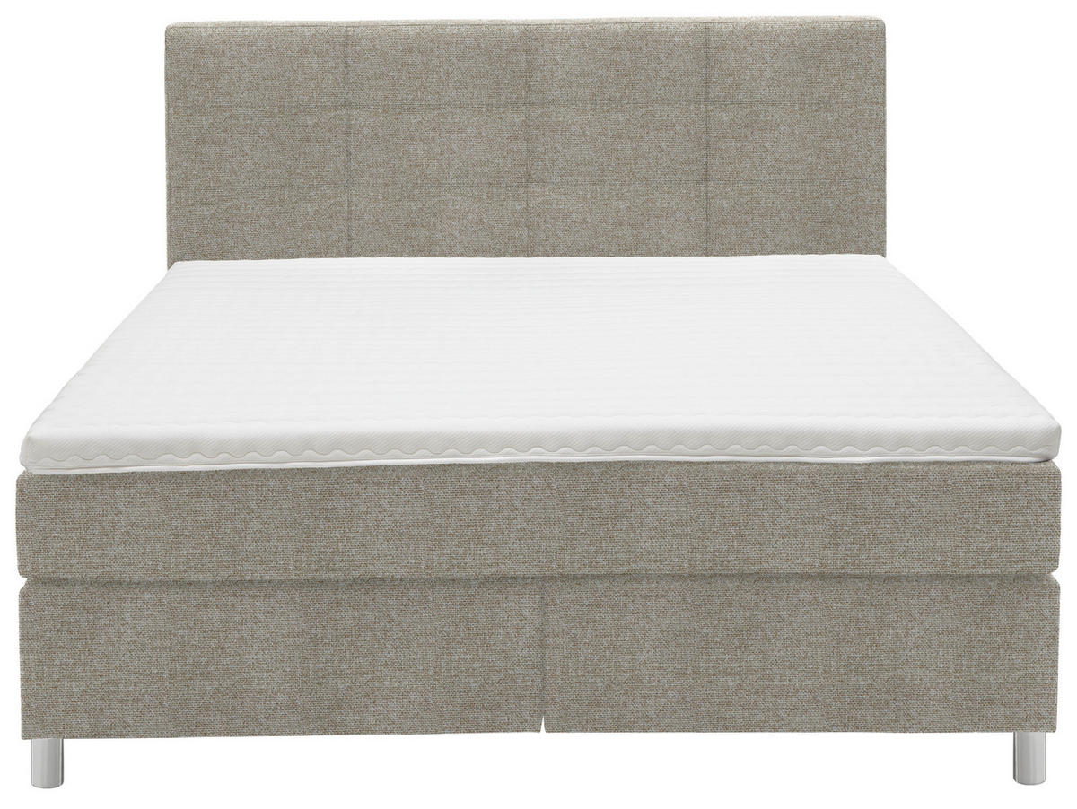 BOXSPRINGBETT 160/200 cm  in Hellbraun  - Chromfarben/Hellbraun, Konventionell, Kunststoff/Textil (160/200cm) - Voleo