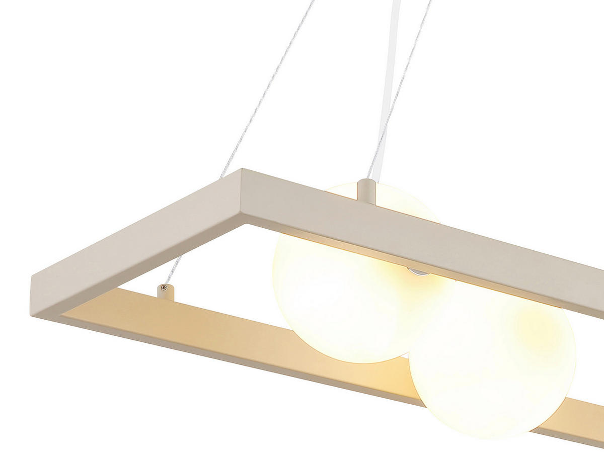 ZÁVĚSNÉ SVÍTIDLO, 84/24/150 cm  - bílá/pískové barvy, Design, kov/sklo (84/24/150cm) - Globo