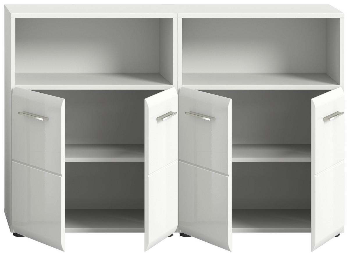 SREDNJE VISOKA OMARA 120/80/30 cm  - srebrne barve/črna, Moderno, umetna masa/leseni material (120/80/30cm) - MID.YOU