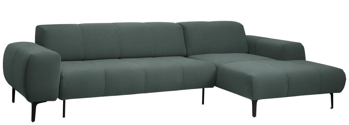 ECKSOFA in Chenille Waldgrün  - Waldgrün/Schwarz, Design, Textil/Metall (311/167cm) - Xora