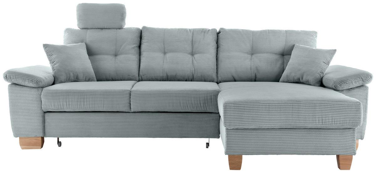 ECKSOFA in Cord Hellblau  - Naturfarben/Hellblau, Modern, Holz/Textil (270/176cm) - Livetastic
