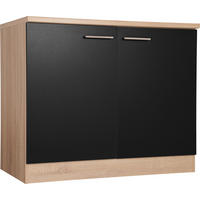 SPÜLENUNTERSCHRANK 100/84,8/60 cm  in Schwarz, Eichefarben  - Eichefarben/Silberfarben, Basics, Holzwerkstoff/Metall (100/84,8/60cm) - Respekta