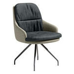 ARMLEHNSTUHL  Beinauswahl, Sitzfläche 360° drehbar, Stoff-/Lederauswahl Velours  Graugrün, Dunkelgrau  - Dunkelgrau/Schwarz, Design, Textil/Metall (60/86/66cm) - Dieter Knoll