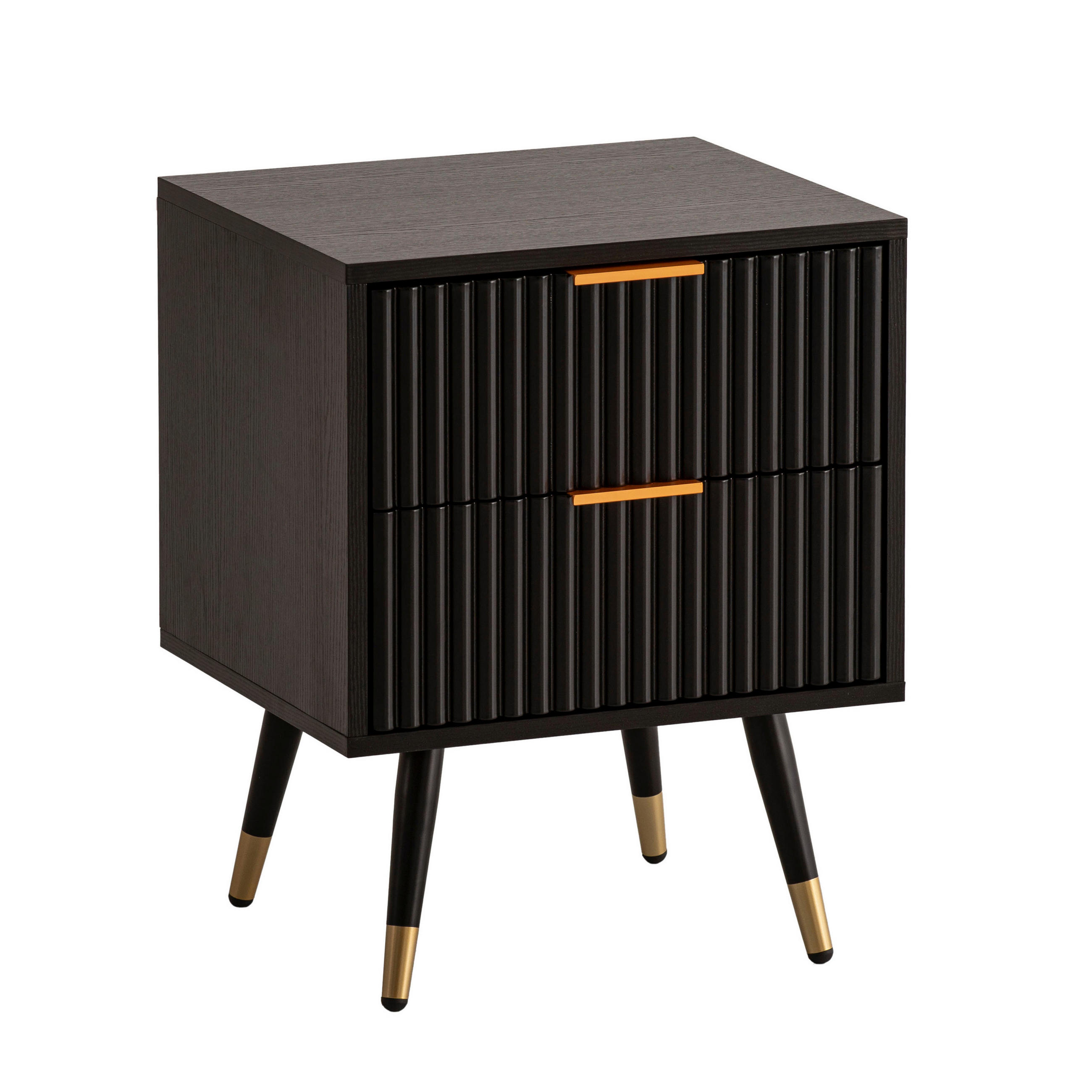 NACHTTISCH Schwarz rechteckig  - Goldfarben/Schwarz, Design, Holzwerkstoff/Metall (43,5/56/39cm) - MID.YOU