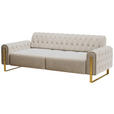 3-SITZER-SOFA Velours Beige  - Beige/Goldfarben, KONVENTIONELL, Textil/Metall (264/90/97cm) - Carryhome