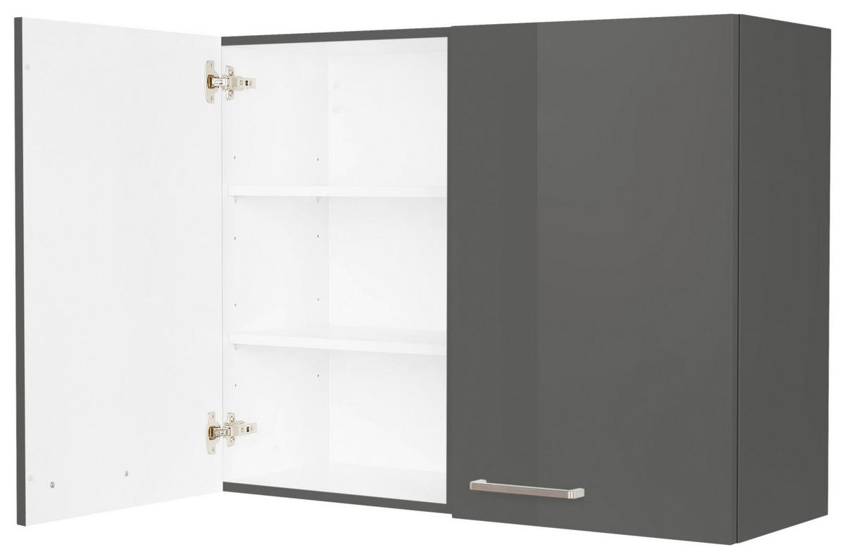 KÜCHENOBERSCHRANK 90/72/35 cm  in Schieferfarben  - Schieferfarben/Edelstahlfarben, MODERN, Holzwerkstoff (90/72/35cm) - Nobilia