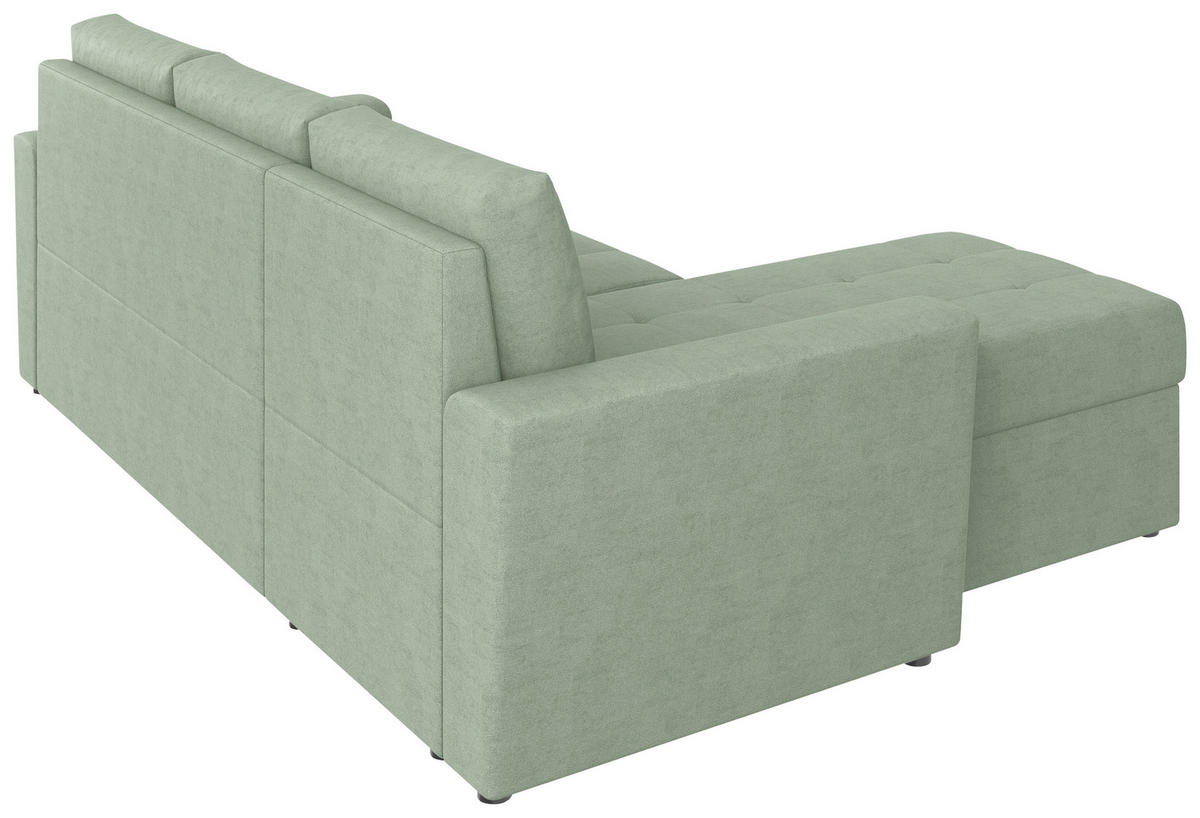 ECKSOFA TERMOLI in Jacquard Mintgrün  155/231 cm  - Schwarz/Mintgrün, Design, Kunststoff/Textil (155/231cm) - MID.YOU