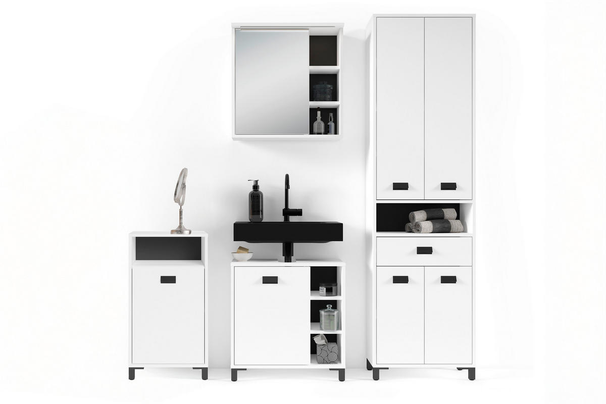 UNTERSCHRANK 42/77,5/31 cm   - Schwarz/Weiß, MODERN, Holzwerkstoff/Kunststoff (42/77,5/31cm) - MID.YOU