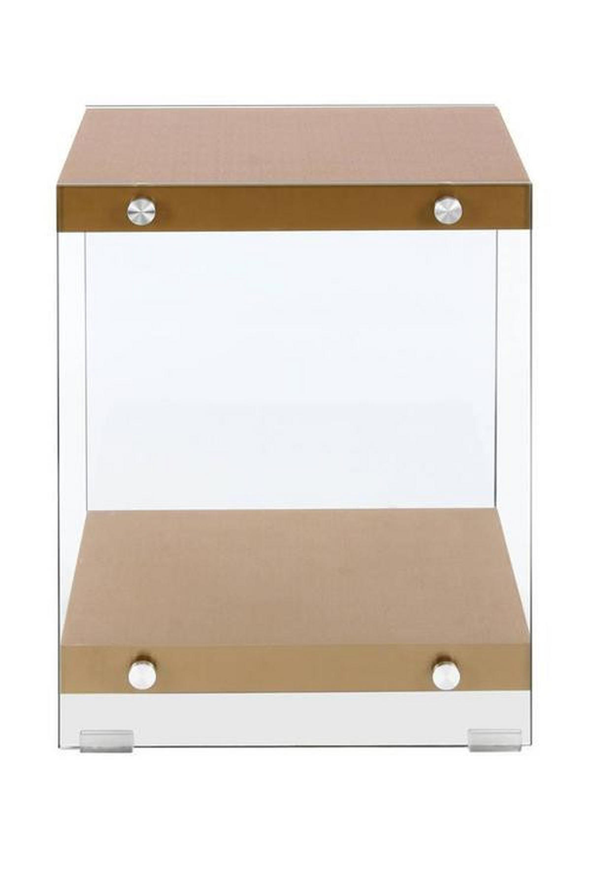 SIDOBORD i glas, trämaterial 35/35/45 cm  - klar/guldfärgad, Basics, trämaterial/glas (35/35/45cm) - Kayoom
