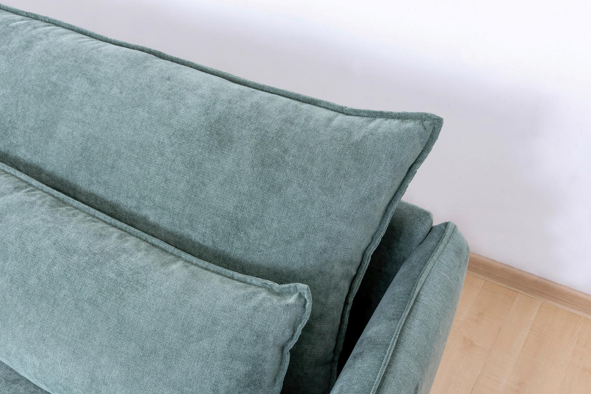 ECKSOFA in Webstoff Grün  - Schwarz/Grün, Design, Textil/Metall (338/165cm) - Hom`in
