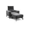 Sessel inkl. Hocker in Samt Anthrazit  - Anthrazit/Schwarz, Design, Textil/Metall (110/85/86-94cm) - SENSOO