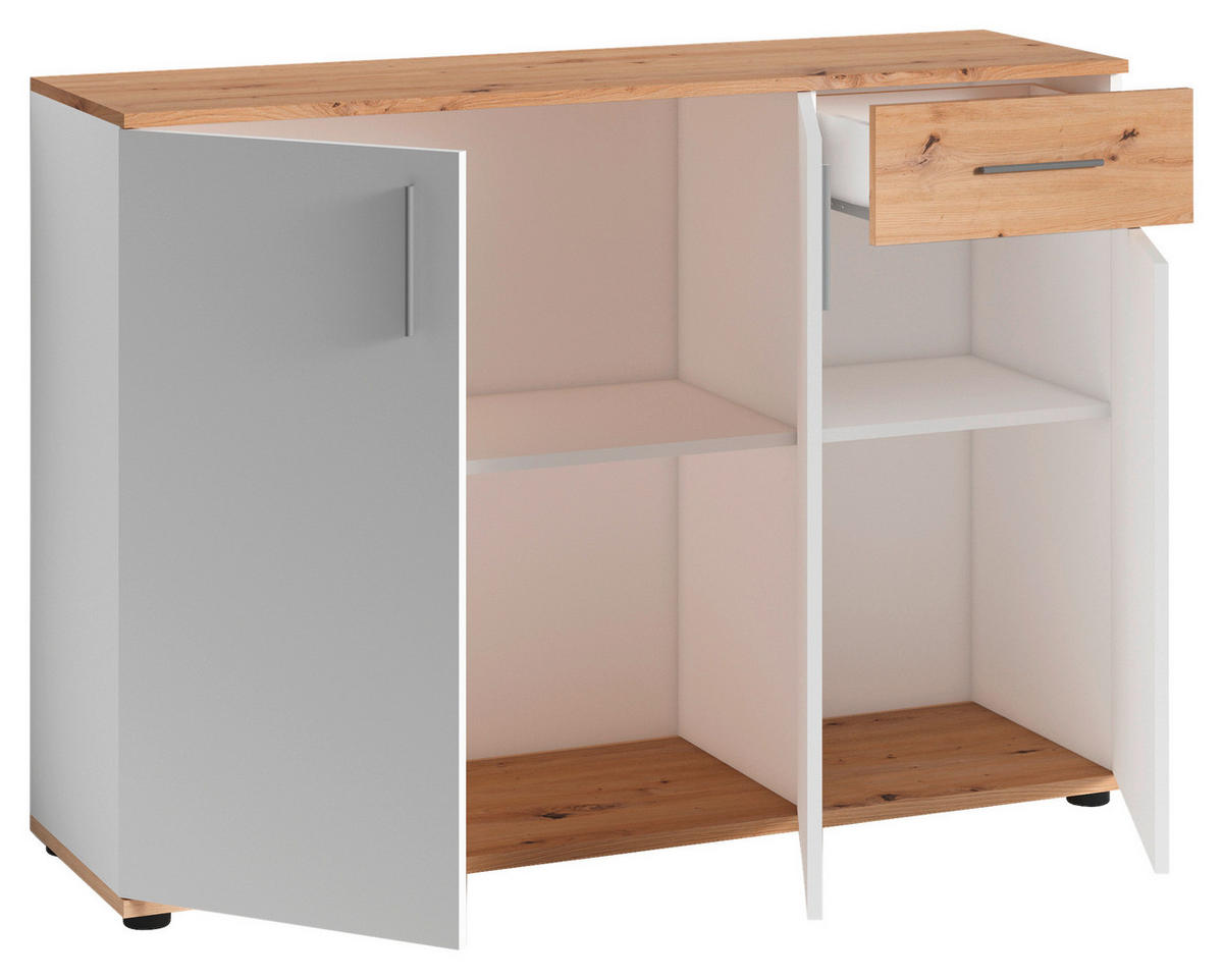 KOMMODE Jakob  in 110/83,5/35,5 cm  - Silberfarben/Schwarz, MODERN, Holzwerkstoff/Kunststoff (110/83,5/35,5cm) - MID.YOU