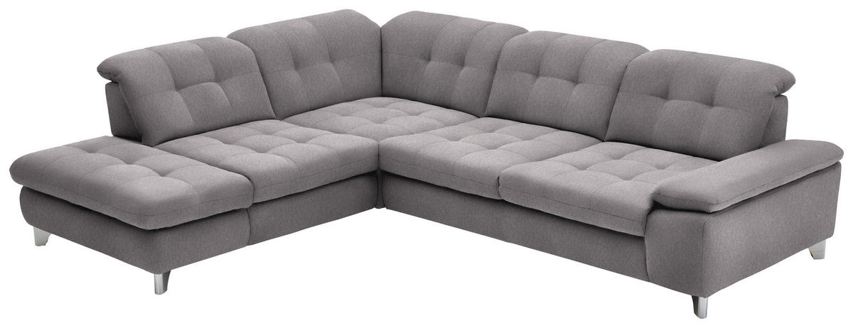 ECKSOFA in Chenille Hellgrau  - Chromfarben/Hellgrau, Design, Textil/Metall (260/310cm) - Beldomo Speed