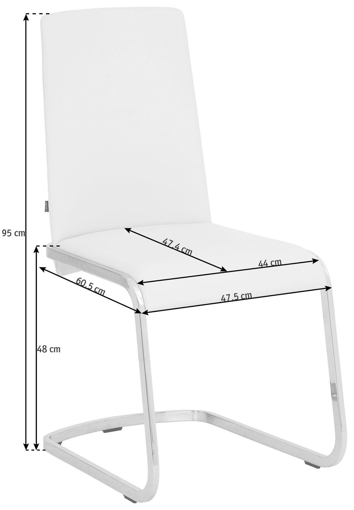 SCHWINGSTUHL  in Edelstahl Echtleder  - Chromfarben/Weiß, Design, Leder/Metall (47,5/95/60,5cm) - TEAM 7