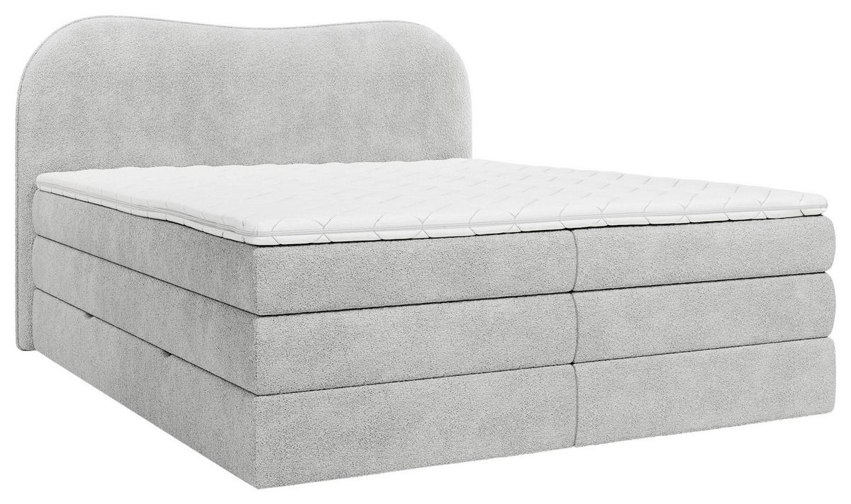 BOXSPRINGBETT 140/200 cm,  in Hellgrau, gepolstertes Kopfteil, Bettkasten, Topper, Matratzen, H3 + H3 = fest  - Hellgrau/Schwarz, Design, Holz/Holzwerkstoff (140/200cm) - Chameo