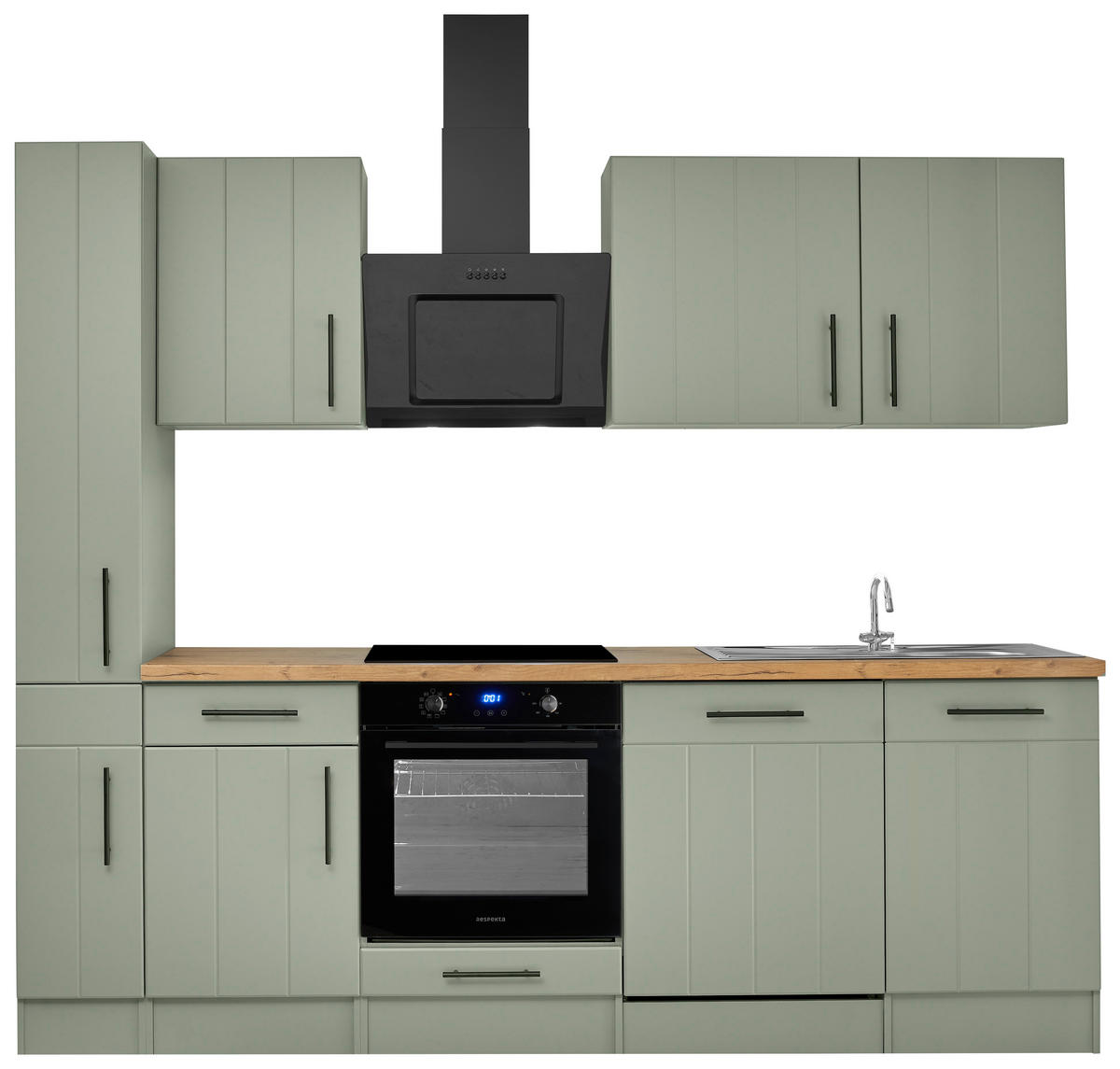KÜCHENBLOCK 250 cm   in Wildeiche, Schilfgrün  - Schilfgrün/Wildeiche, Trend, Holzwerkstoff/Metall (250cm) - Respekta