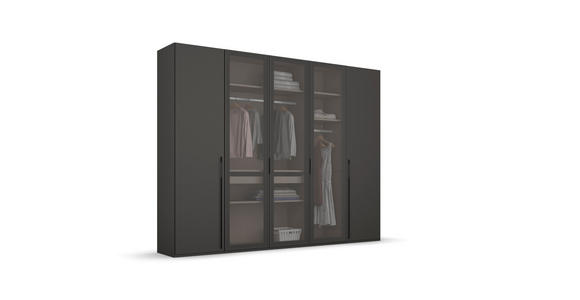 DREHTÜRENSCHRANK 251/235/60 cm 5-türig Graphitfarben - Graphitfarben, Trend, Glas/Holzwerkstoff (251/235/60cm) - Novel