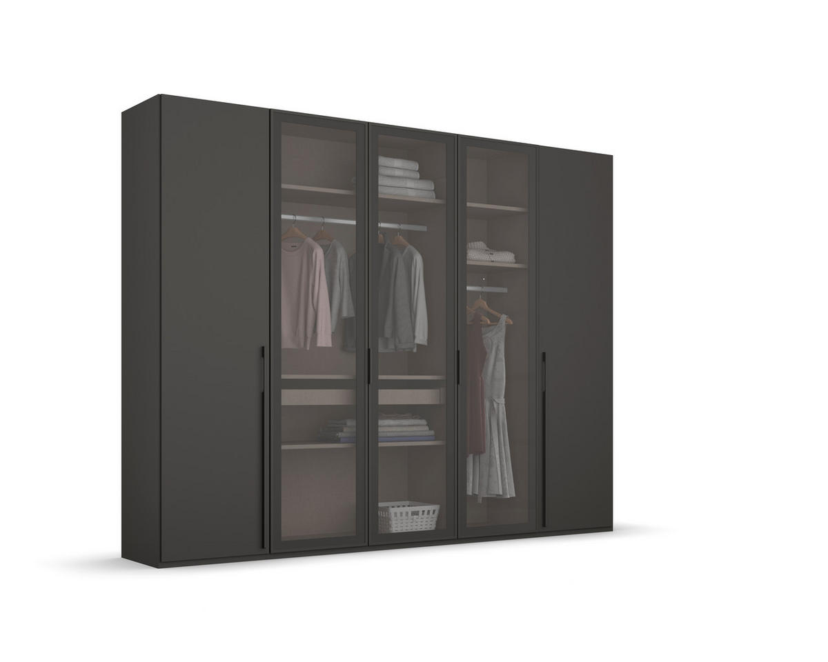 DREHTÜRENSCHRANK in Graphitfarben  - Graphitfarben, Trend, Glas/Holzwerkstoff (251/235/60cm) - Novel