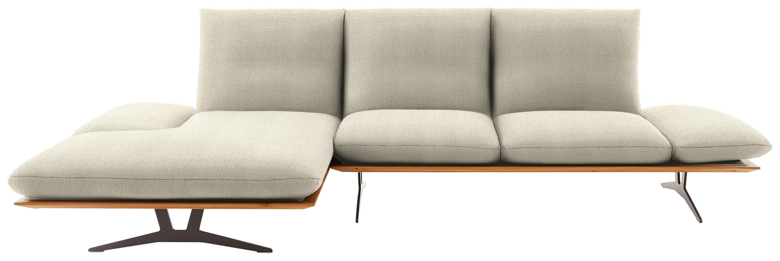 ECKSOFA Flachgewebe Beige  - Beige/Schwarz, Design, Holz/Textil (159/314cm) - Dieter Knoll