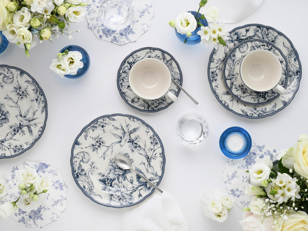 KAFFESERVIS Adelaide Blau 12 delar  - vit/blå, Basics, keramik - Creatable