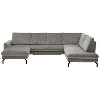 SEDEŽNA GARNITURA, velur srebrne barve  - srebrne barve, Moderno, tekstil (179/333/220cm) - Beldomo System