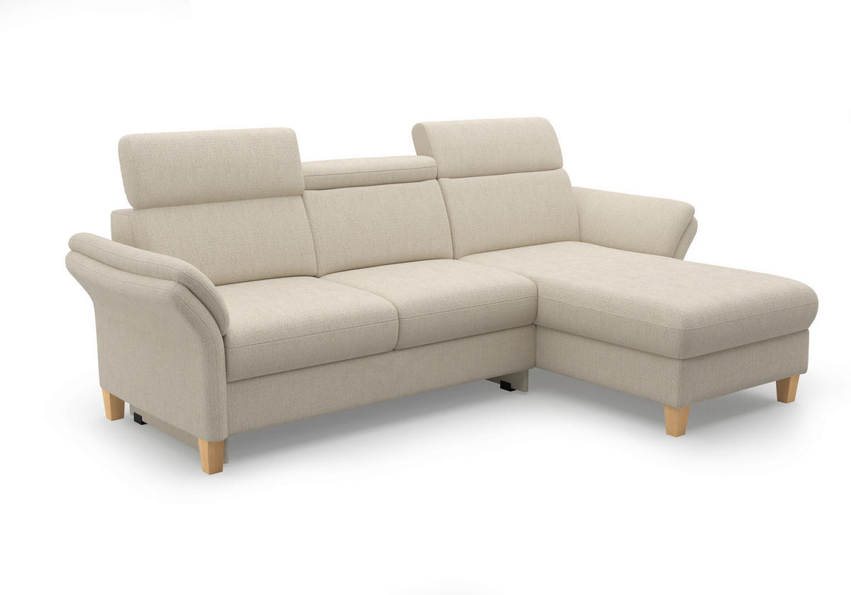 ECKSOFA GLENDALE E Sandfarben Chenille  - Sandfarben/Eichefarben, KONVENTIONELL, Holz/Textil (253/166cm) - Sit & More