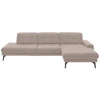 ECKSOFA in Flachgewebe Naturfarben  - Schwarz/Naturfarben, Design, Textil/Metall (309/190cm) - Beldomo Style
