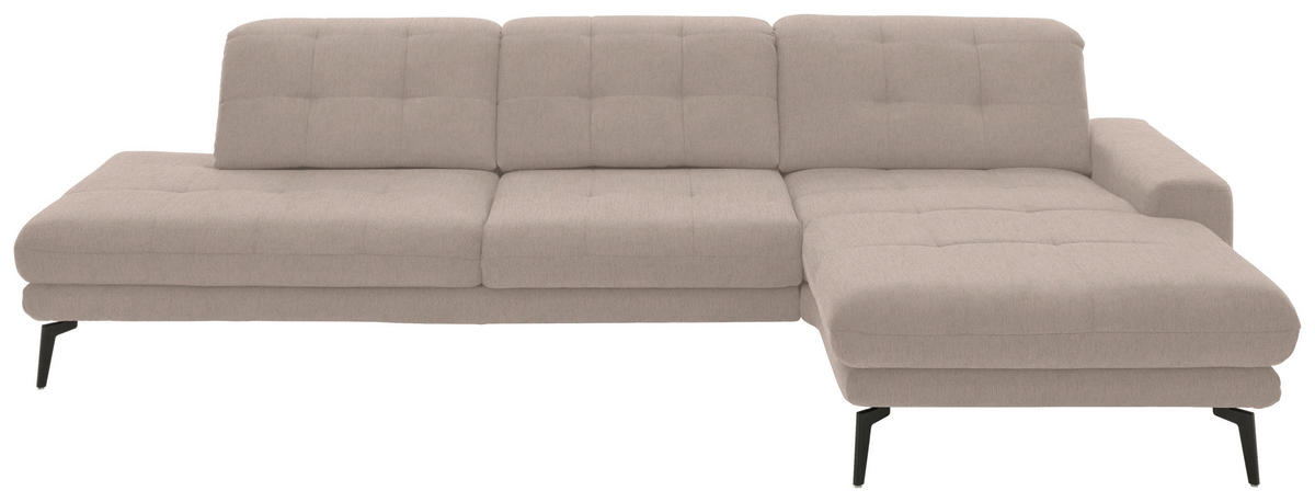 ECKSOFA in Flachgewebe Naturfarben  - Schwarz/Naturfarben, Design, Textil/Metall (309/190cm) - Beldomo Style