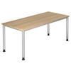 SCHREIBTISCH höhenverstellbar  - Eichefarben/Silberfarben, KONVENTIONELL, Holzwerkstoff/Metall (180/80/68-76cm) - Venda