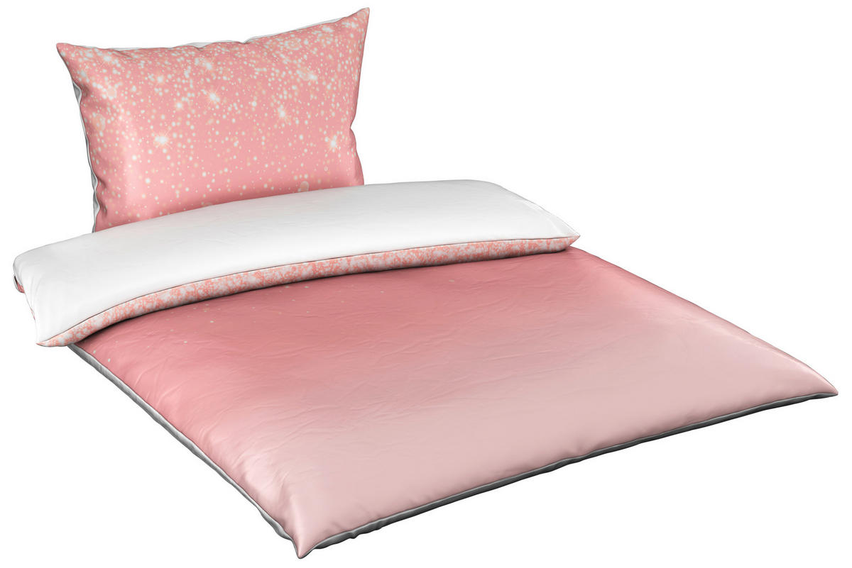 OBOJESTRANSKA POSTELJNINA 140/220 cm saten roza  - roza, Basics, tekstil (140/220cm) - Esposa