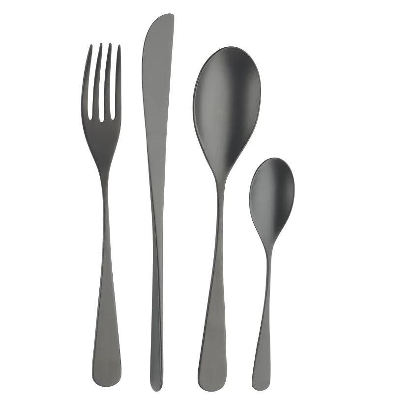 BESTECKSET AUDREY  16-teilig  - Schwarz, Basics, Metall (25,5/7/5,3cm) - Pintinox