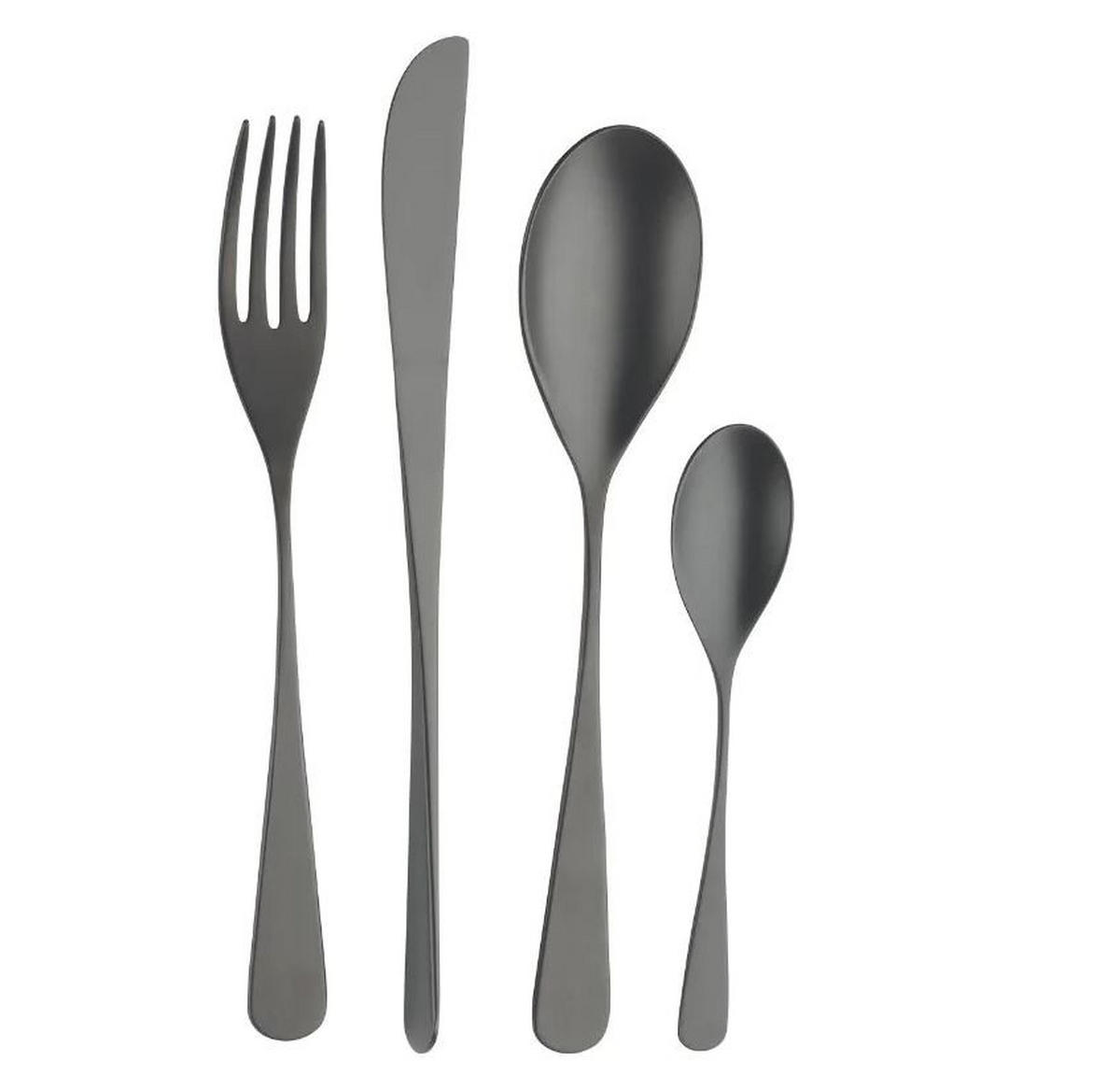 BESTECKSET AUDREY  16-teilig  - Schwarz, Basics, Metall (25,5/7/5,3cm) - Pintinox