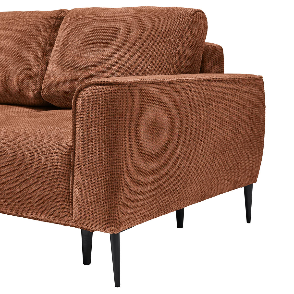 HÖRNSOFFA i vävt tyg terrakotta  - svart/terrakotta, Modern, metall/textil (164/255cm) - MID.YOU