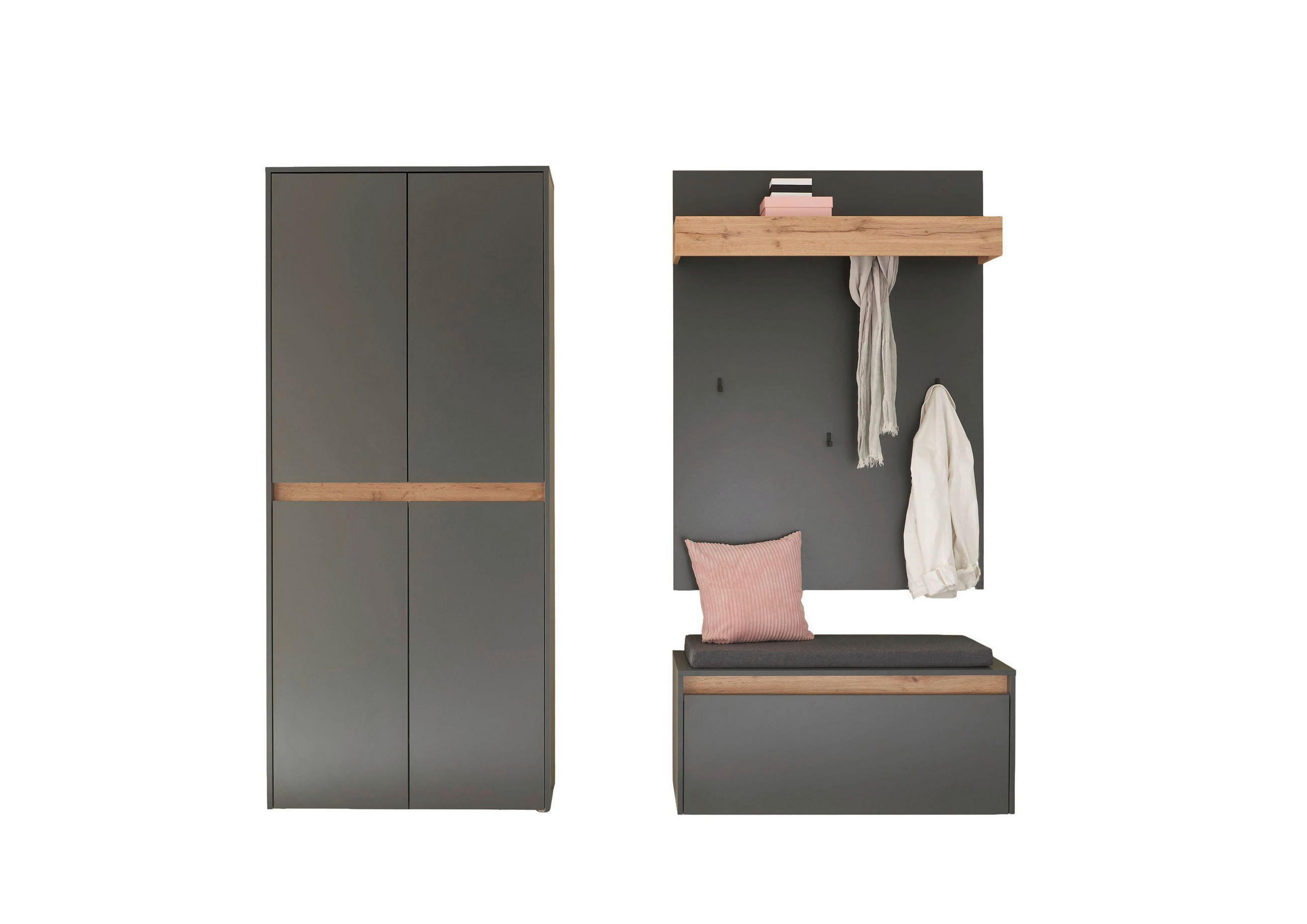 GARDEROBE 4-teilig  in 185/200/40 cm  - Anthrazit/Eiche Wotan, Design, Holzwerkstoff/Textil (185/200/40cm) - Modante